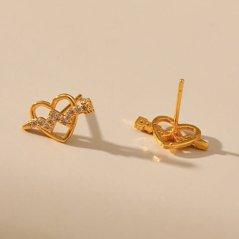 Sweet Tridimensional Peach Heart Stud Earring - Zambeel
