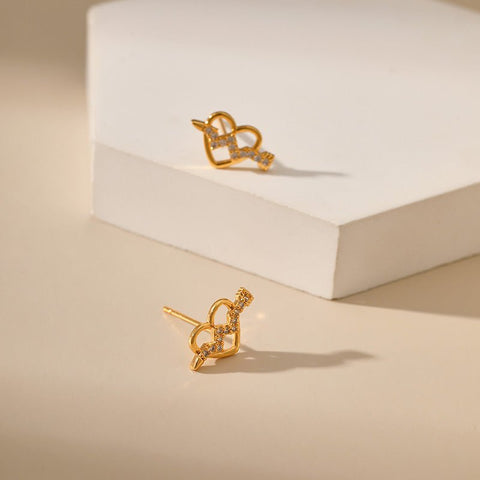 Sweet Tridimensional Peach Heart Stud Earring - Zambeel