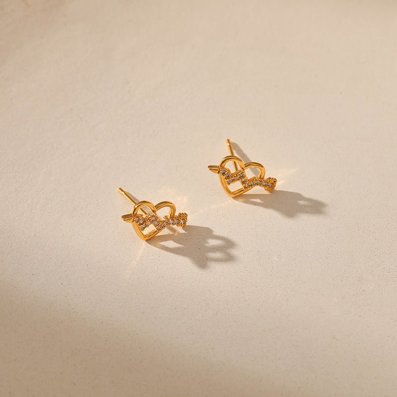 Sweet Tridimensional Peach Heart Stud Earring - Zambeel
