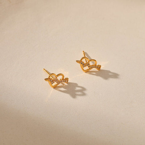 Sweet Tridimensional Peach Heart Stud Earring - Zambeel