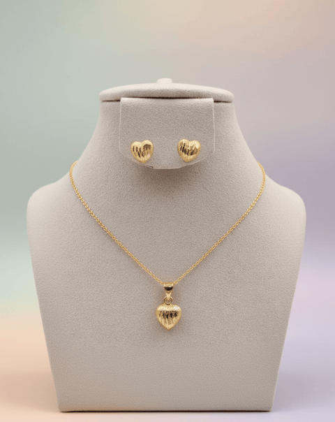 Textured Heart Pendant Set - Zambeel