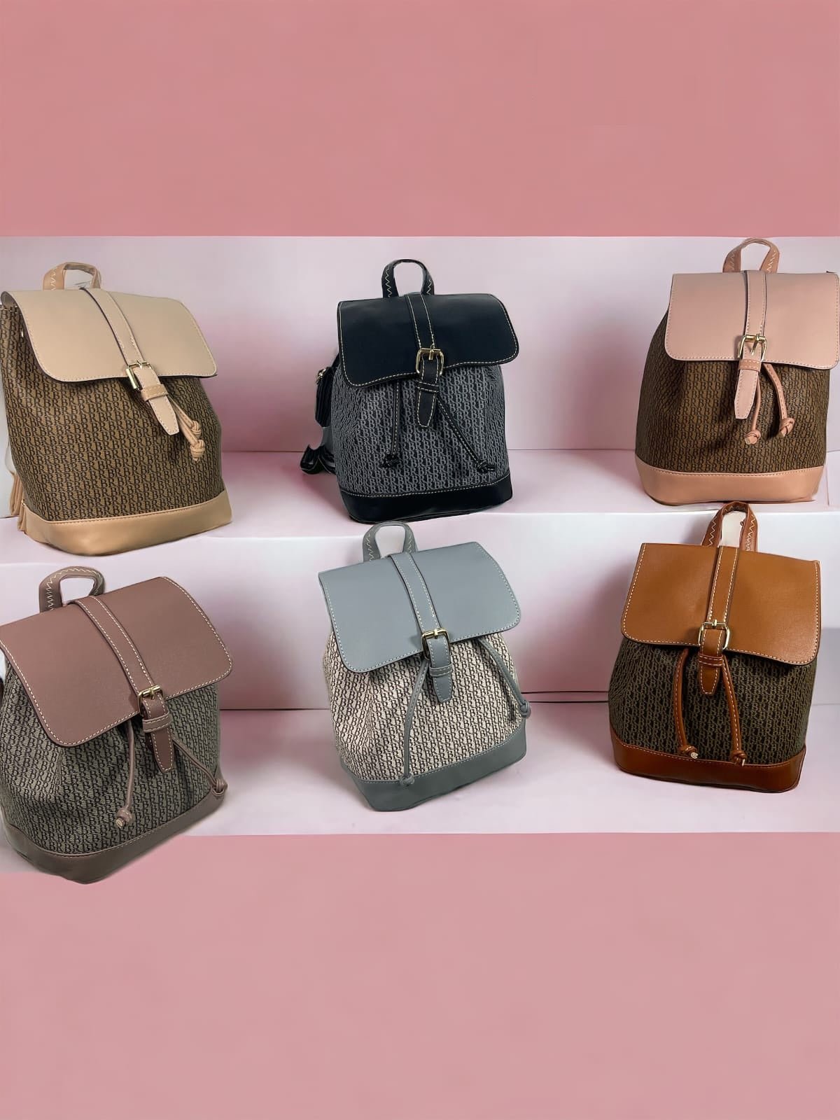 Textured Pattern Buckle Backpacks - Zambeel