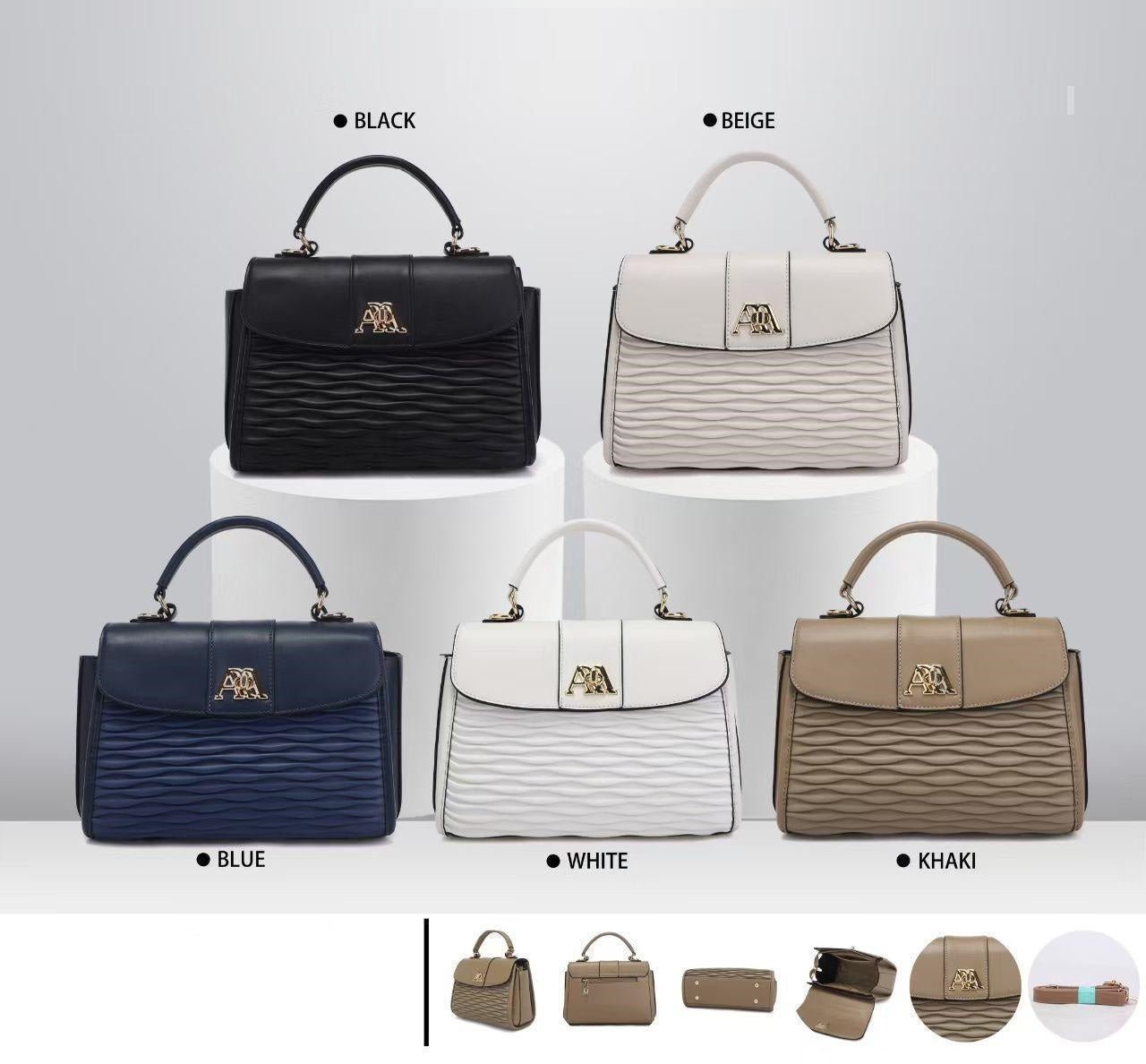 Textured Wave Flap Handbag - Zambeel
