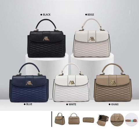 Textured Wave Flap Handbag - Zambeel