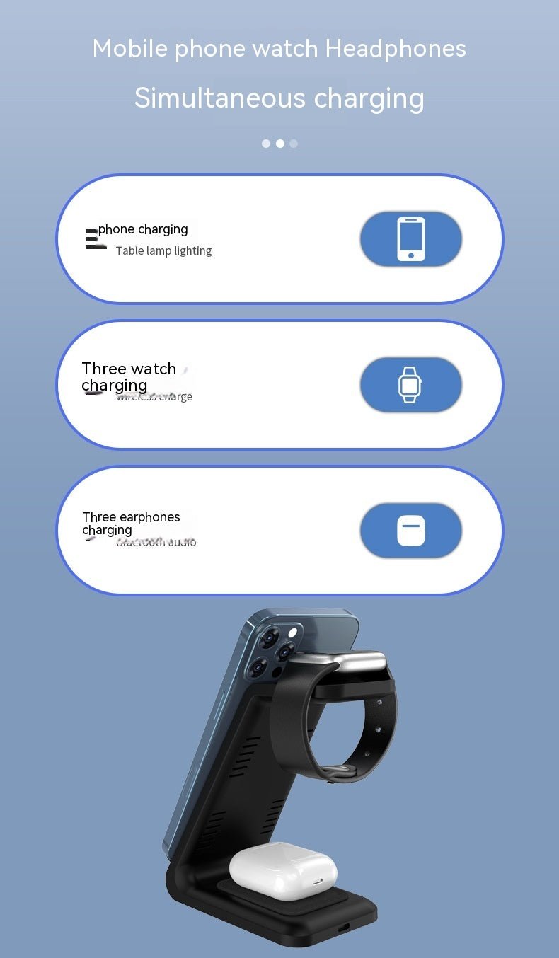 Three - in - one Wireless Charger Fast Charging Desktop Vertical - Zambeel