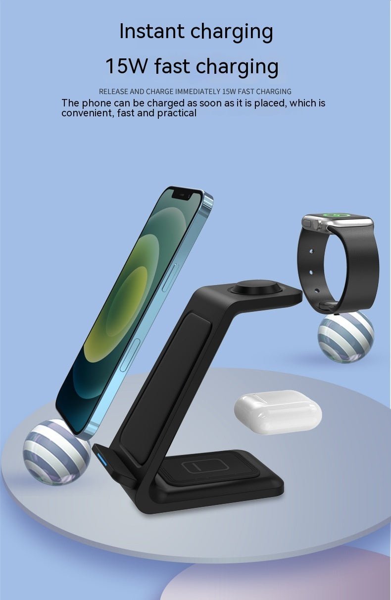 Three - in - one Wireless Charger Fast Charging Desktop Vertical - Zambeel