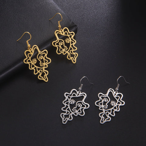 Titanium Steel Retro Ethnic Style Wave Girl Earrings - Zambeel