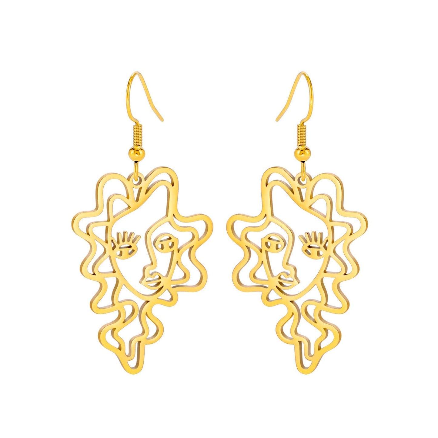 Titanium Steel Retro Ethnic Style Wave Girl Earrings - Zambeel