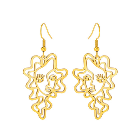 Titanium Steel Retro Ethnic Style Wave Girl Earrings - Zambeel