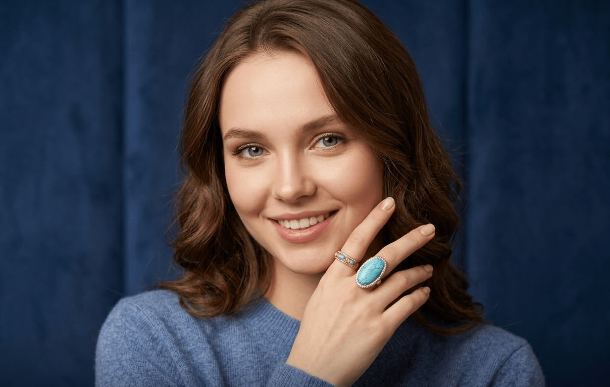 Turquoise Oval Crystal Statement Ring - Zambeel
