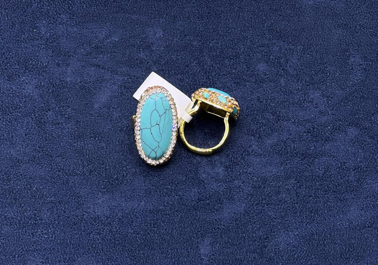Turquoise Oval Crystal Statement Ring - Zambeel