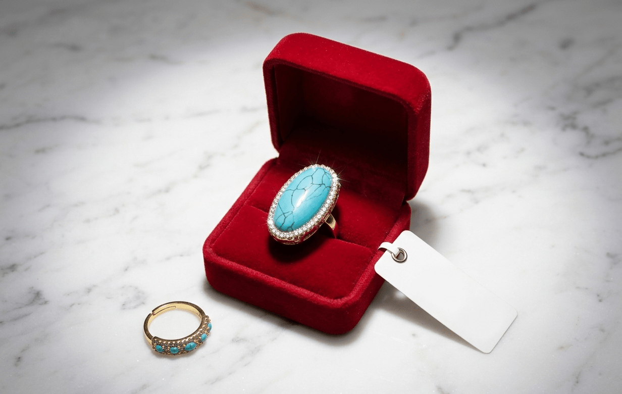 Turquoise Oval Crystal Statement Ring - Zambeel