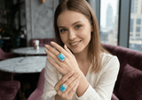 Turquoise Square Crystal Statement Ring - Zambeel