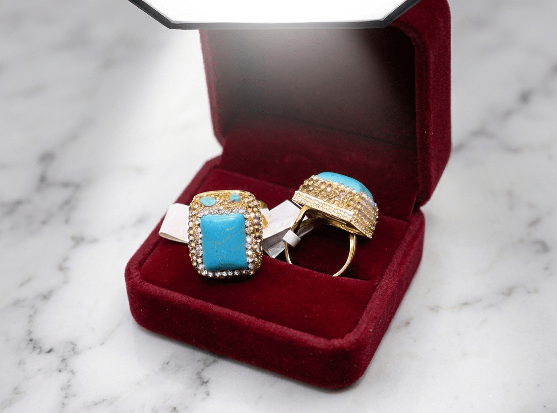 Turquoise Square Crystal Statement Ring - Zambeel