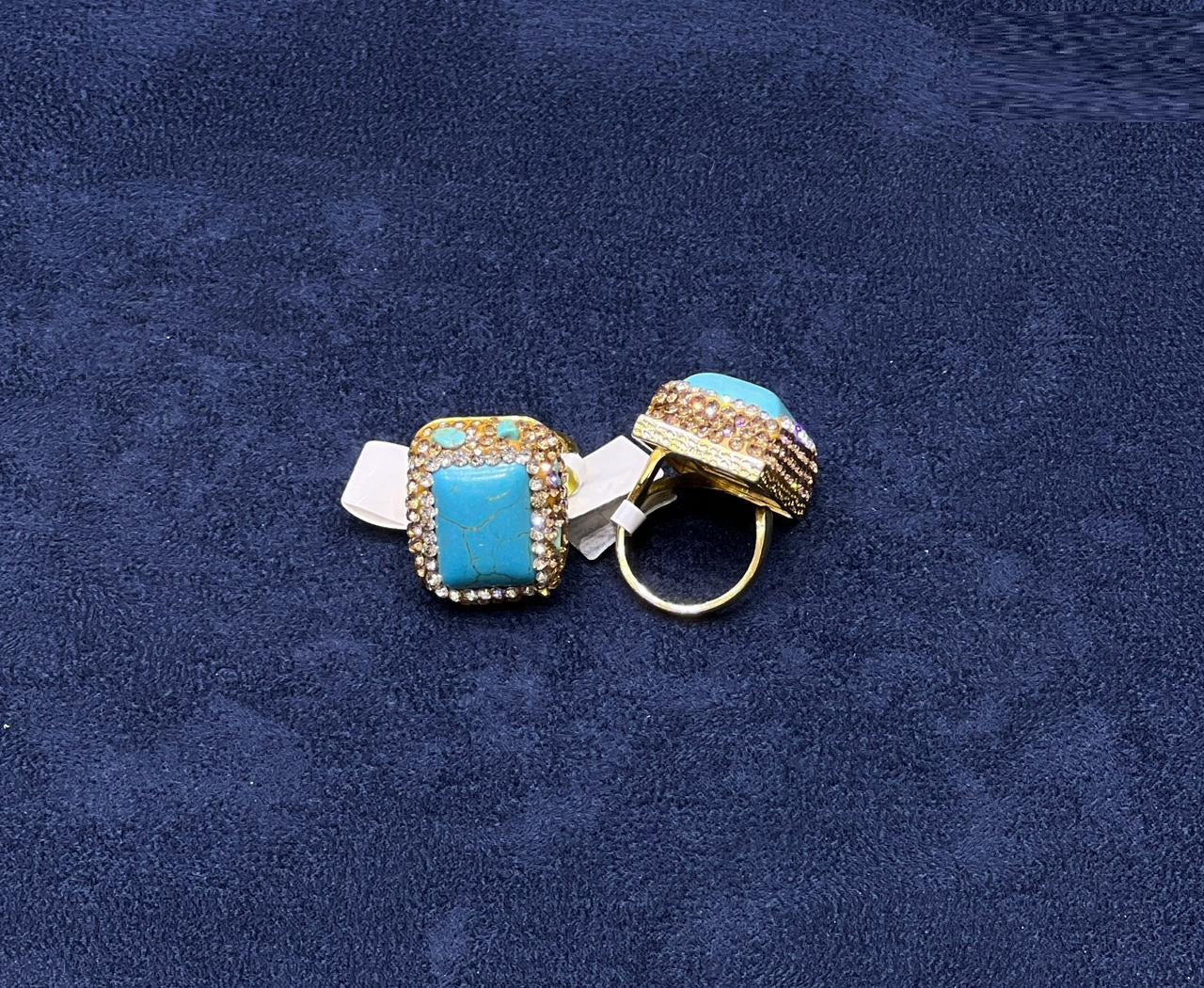 Turquoise Square Crystal Statement Ring - Zambeel