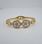 Twin Floral Charm Bangle - Zambeel