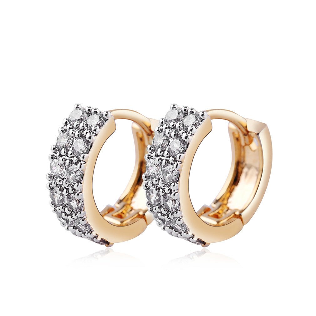 Two - color Plating Fine Zircon - embedded Earrings Women - Zambeel