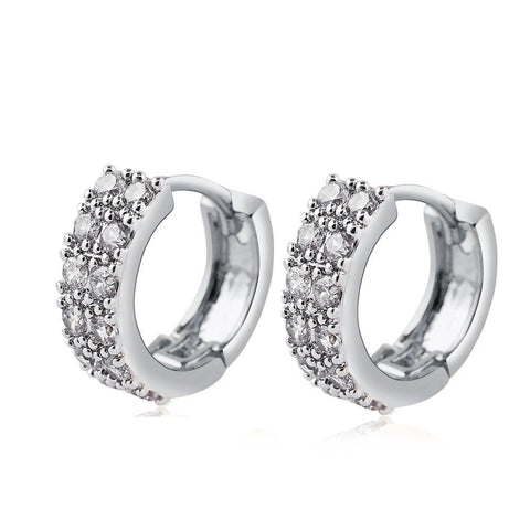 Two - color Plating Fine Zircon - embedded Earrings Women - Zambeel