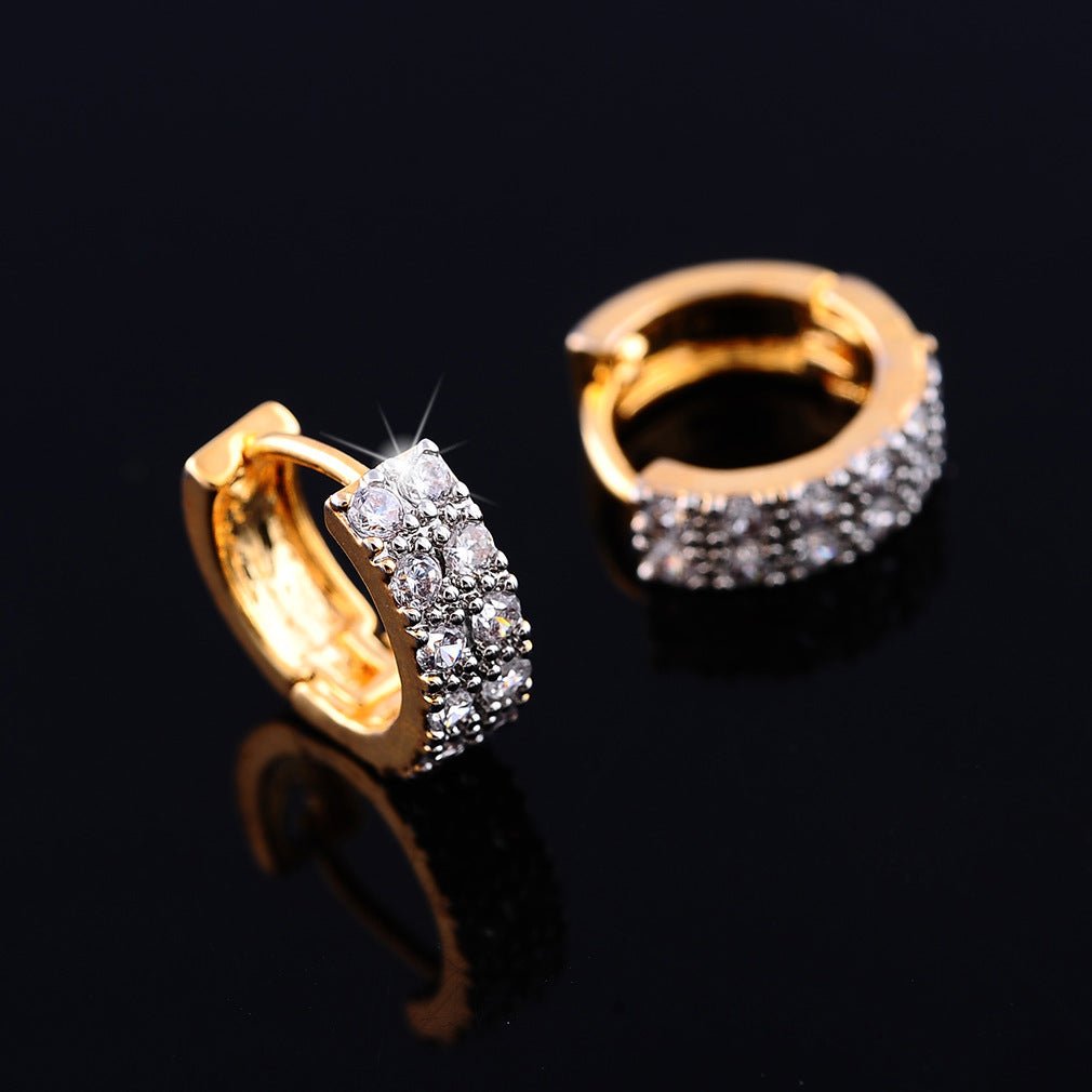 Two - color Plating Fine Zircon - embedded Earrings Women - Zambeel