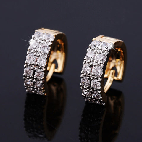 Two - color Plating Fine Zircon - embedded Earrings Women - Zambeel