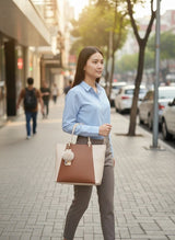 Two - Tone Elegant Tote Handbag - Zambeel