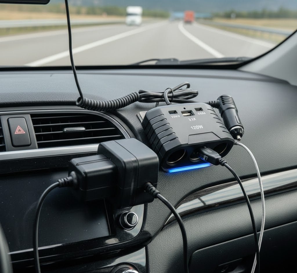 Type - C + USB Multi Socket Car Charger - Zambeel