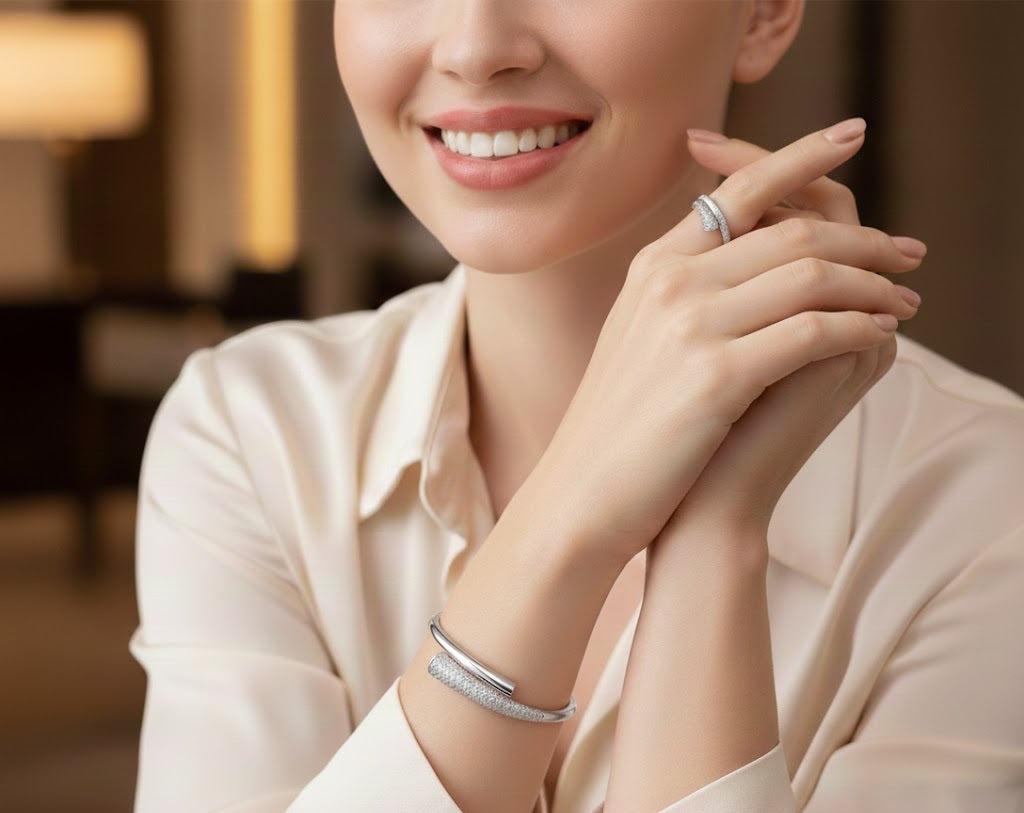 Linked Chain Luxury Bangle & Ring Set