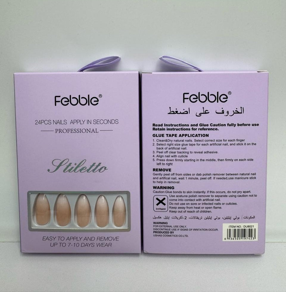 Febble - Nude Silver Wave Oval Nails