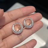 Velvet Silver White Water Drop Thin And Glittering Frosted Ear Clip - Zambeel