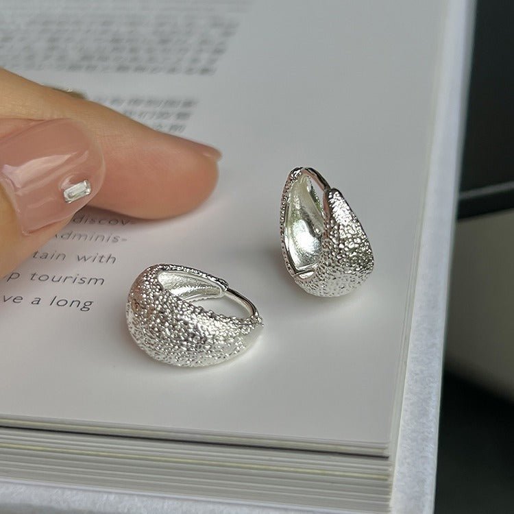 Velvet Silver White Water Drop Thin And Glittering Frosted Ear Clip - Zambeel