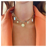 Vintage Alloy Square Plate Pendant Necklace - Zambeel