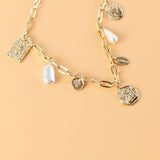Vintage Alloy Square Plate Pendant Necklace - Zambeel