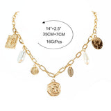 Vintage Alloy Square Plate Pendant Necklace - Zambeel