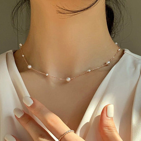 Vintage Pearl Clavicle Chain Female Simple - Zambeel