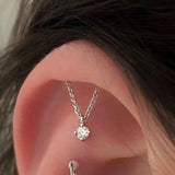 Water Drop Zircon Ear Studs High - Grade Silver Plated - Zambeel