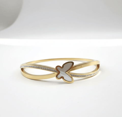 White Enamel Butterfly Bangle - Zambeel