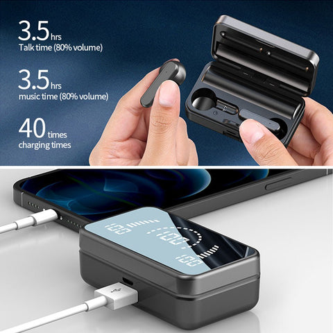 Wireless Bluetooth Earphone In - ear Super Long Standby Wireless Headsets With Mic LED Stereo Audio Sport Earbuds - Zambeel