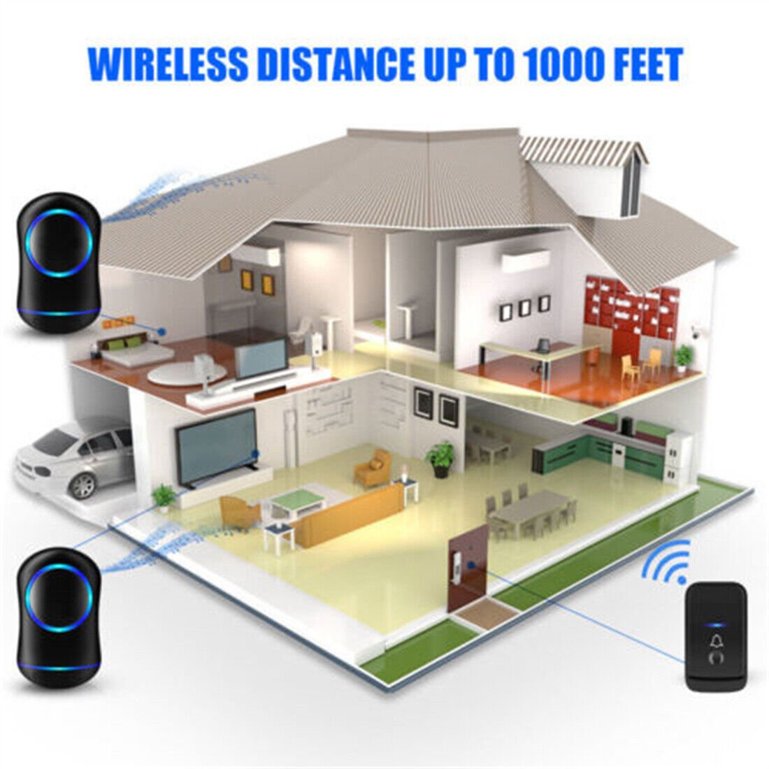 Wireless Door Bells Waterproof Long Range Plug In Home Cordless Doorbell - Zambeel