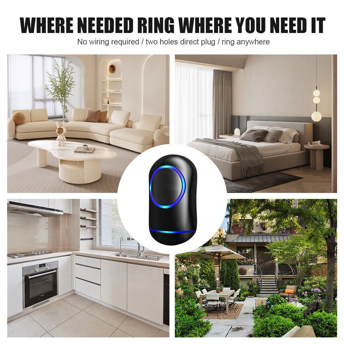 Wireless Door Bells Waterproof Long Range Plug In Home Cordless Doorbell - Zambeel