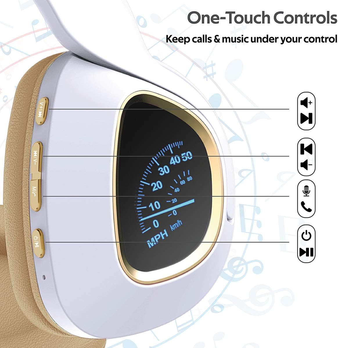 Wireless Headphones with LED Speedometer Display - Zambeel