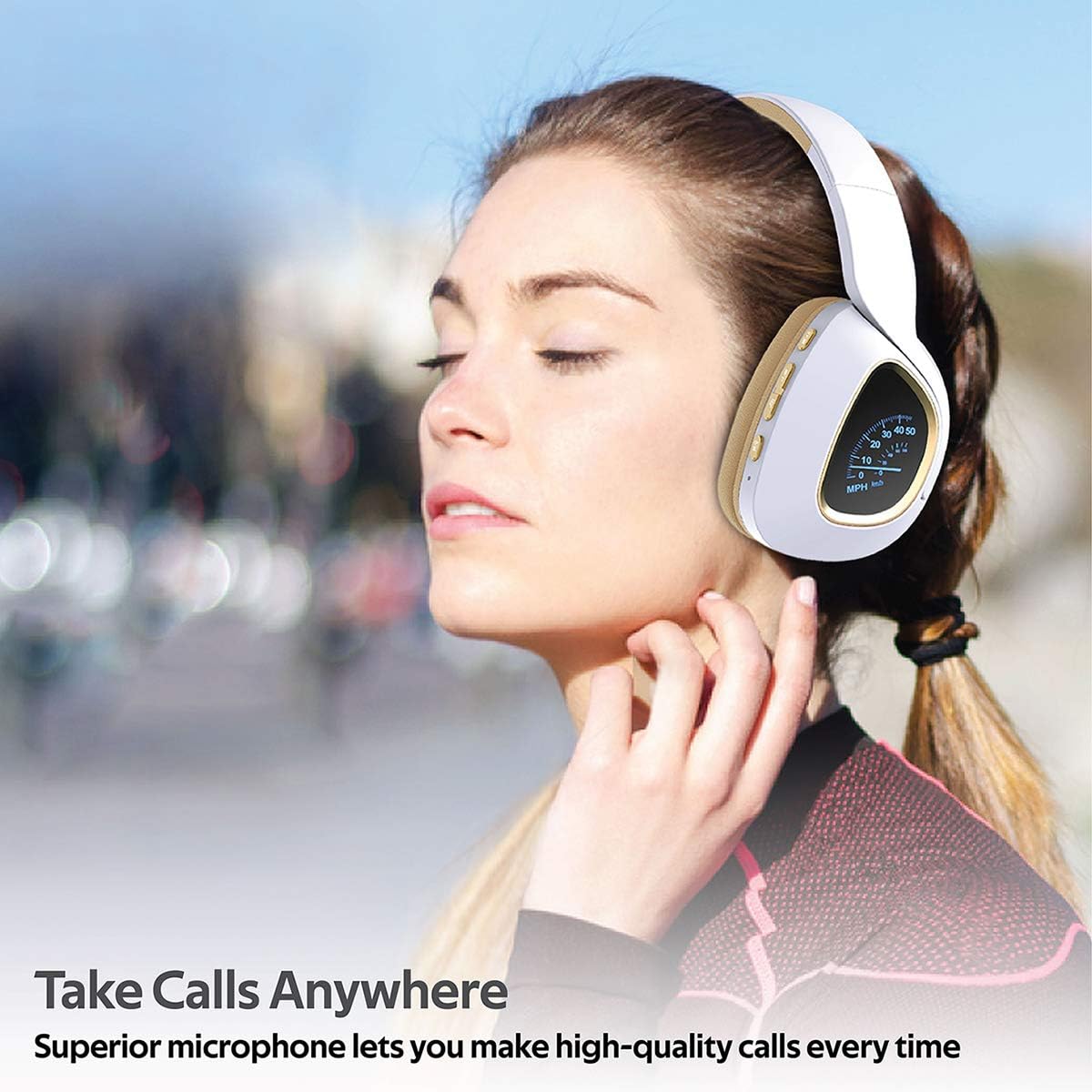 Wireless Headphones with LED Speedometer Display - Zambeel