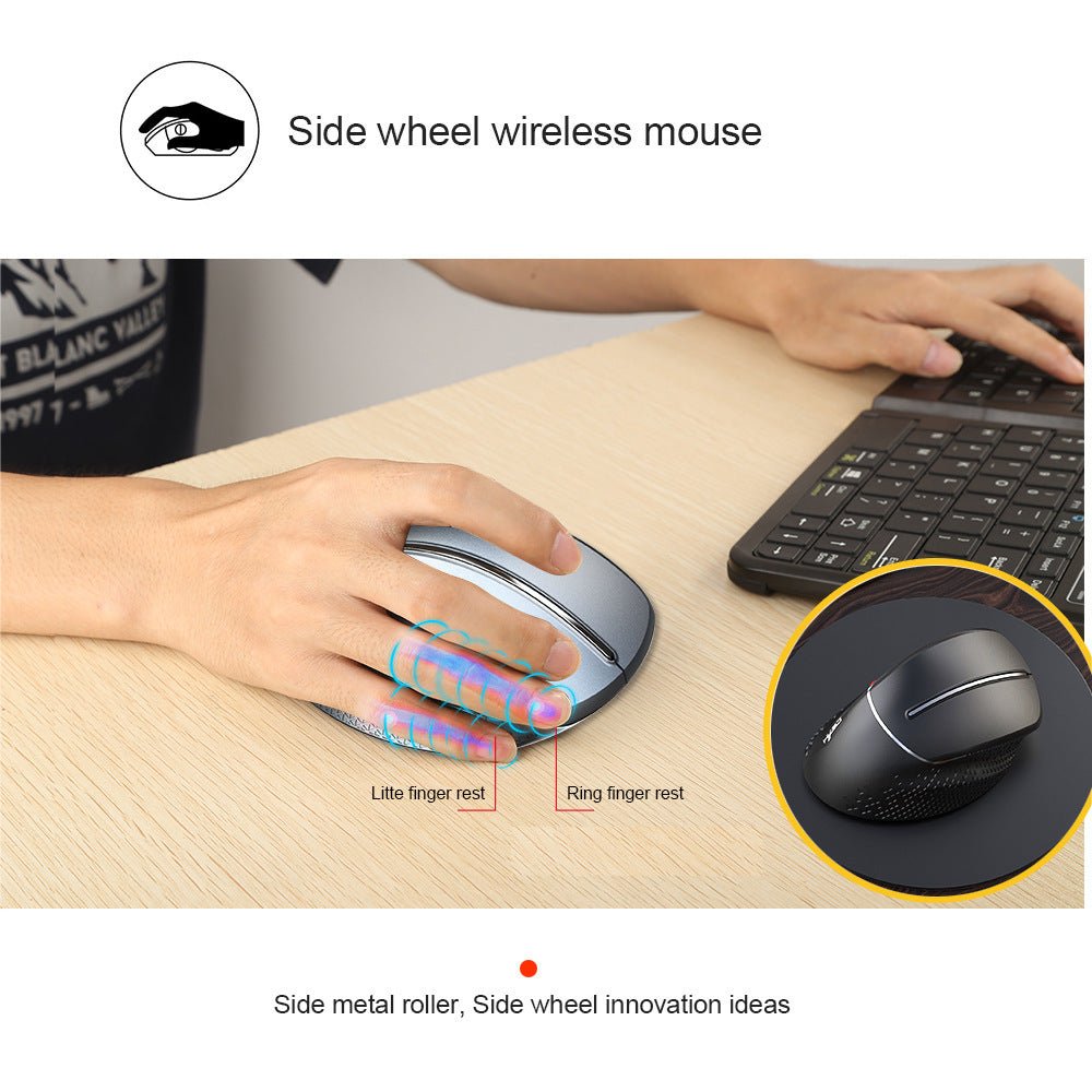 Wireless Vertical Mouse Side Roller Ergonomics - Zambeel