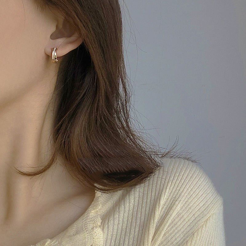 Womens Chic Niche Cross - design Earrings - Zambeel