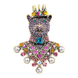 Women's Diamond Crown Bear Brooch - Zambeel