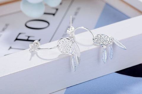 Women's Fashion Feather Dream Catcher Ear Studs - Zambeel