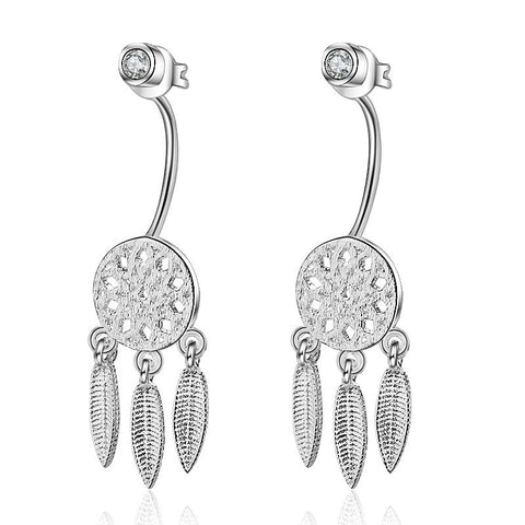 Women's Fashion Feather Dream Catcher Ear Studs - Zambeel