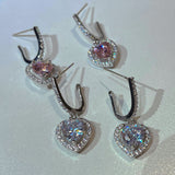 Women's Fashion Loving Heart Zircon Earrings - Zambeel