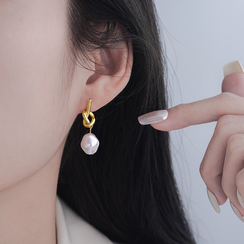 Womens French Vintage Baroque Pearl Earrings - Zambeel