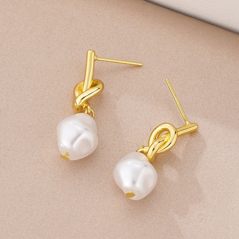 Womens French Vintage Baroque Pearl Earrings - Zambeel