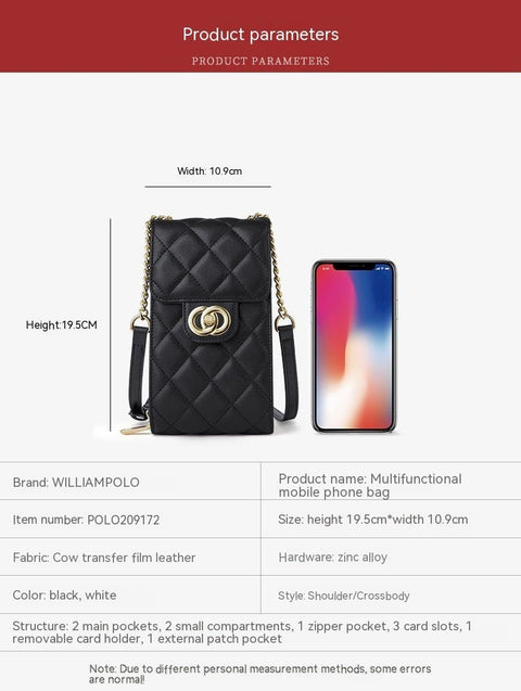 Women's Leather Mini Women's Bag Classic Mobile Phone Bag Messenger Bag - Zambeel